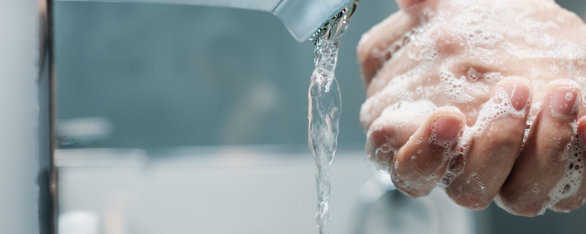 Washing hands with soap and water